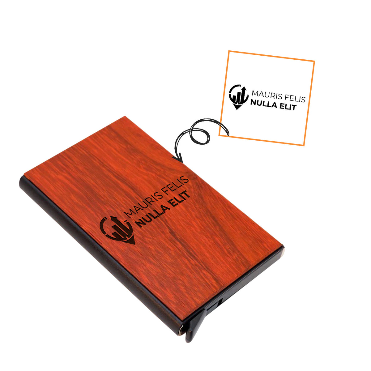 Customized LogoWooden Push Credit Card Holder with 4 types of Wood Ma