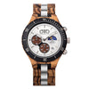 Men's Ebony and Metal Chronograph Wooden Watch - 3ATM Waterproof - Anniversary Gift For him (Zebra - GT111-2A)